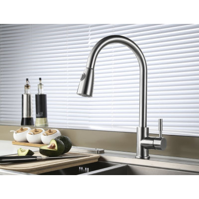 Смеситель для кухни матовый хром, Belbagno, BB-LAM31-IN