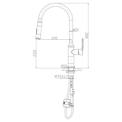 Смеситель для кухни матовый хром, Belbagno, BB-LAM38-IN