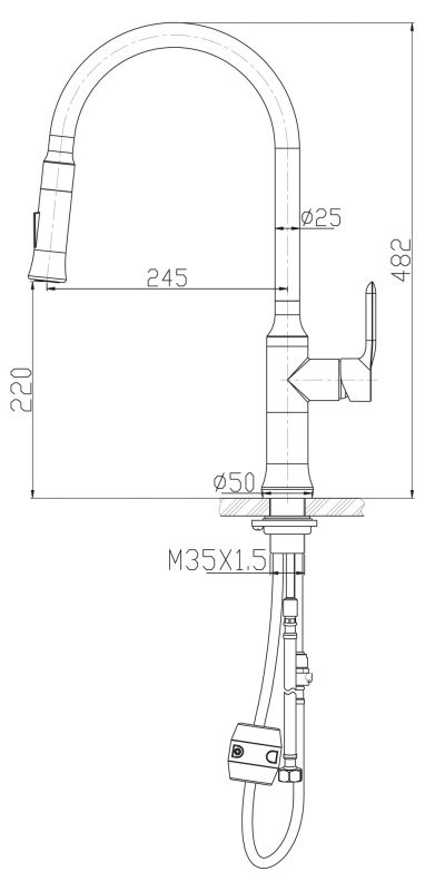 Смеситель для кухни матовый хром, Belbagno, BB-LAM38-IN