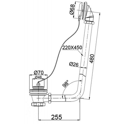 Слив-перелив для ванны с гидрозатвором бронза, Belbagno, BB567-OVF-BRN