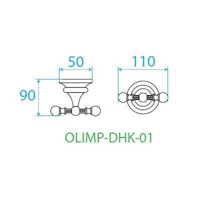 Крючок двойной золото, OLIMP, Cezares, OLIMP-DHK-03/24