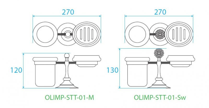 Стакан и мыльница настольные хром, OLIMP, Cezares, OLIMP-STT-01-Sw