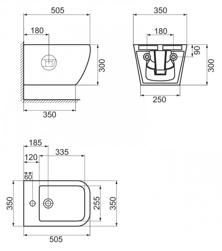 Биде подвесное, ALPINA-R, Belbagno, BB10100BH