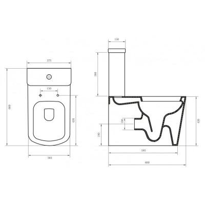 Чаша унитаза-компакта безободкового, ALBANO, Belbagno, BB120CPR