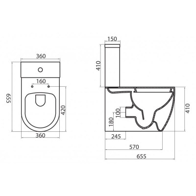 Чаша унитаза-компакта безободкового, MARINO, Belbagno, BB105CPR