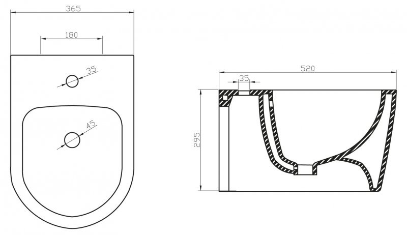 Биде подвесное, MARINO, Belbagno, BB105BH