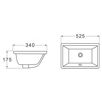 Раковина керамическая Belbagno BB1009 525x340x175 встраиваемая под столешницу