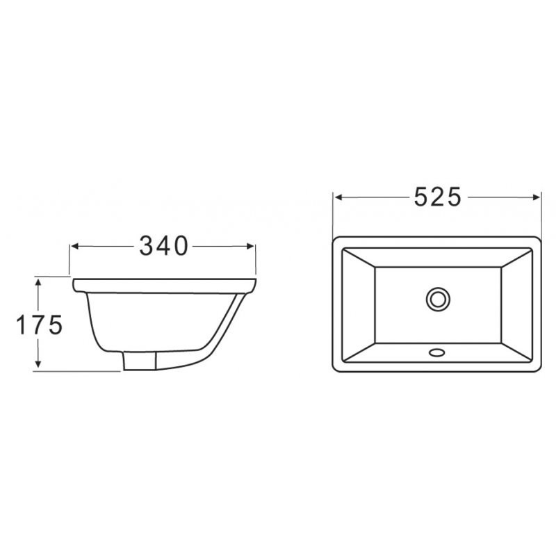 Раковина керамическая Belbagno BB1009 525x340x175 встраиваемая под столешницу