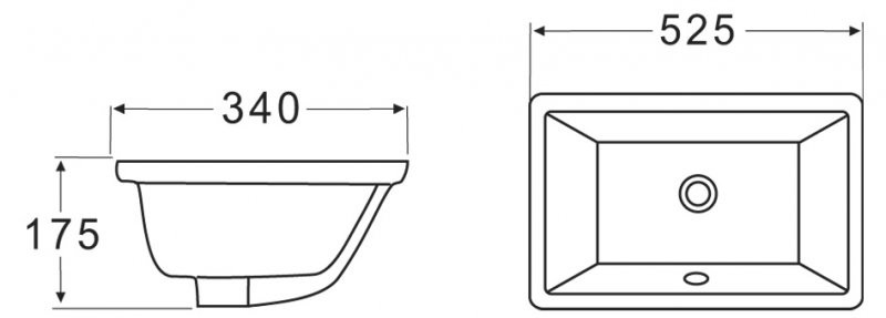 Раковина керамическая Belbagno BB1009 525x340x175 встраиваемая под столешницу