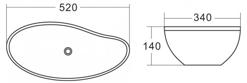 Раковина накладная 520X340X150 мм, Belbagno, BB1362