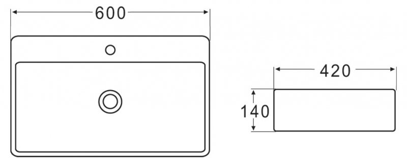 Раковина накладная 600X420X140 мм, Belbagno, BB1338