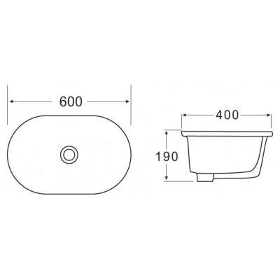 Раковина накладная 600x400x190 мм, Belbagno, BB1004