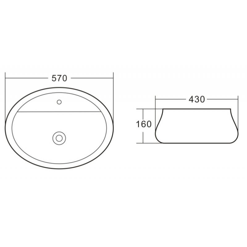 Раковина накладная 570х430х160 мм, Belbagno, BB1399