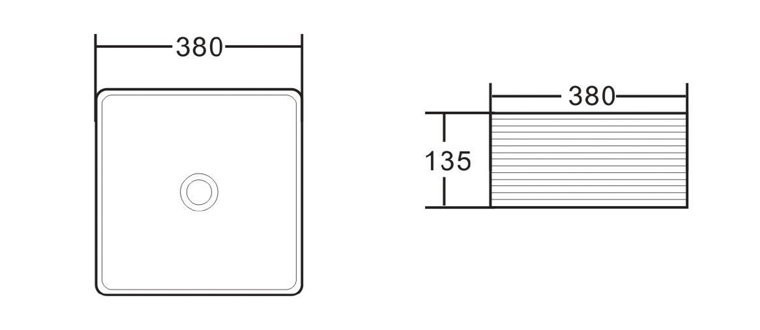 Раковина накладная 380х380х135 мм, Belbagno, BB1407