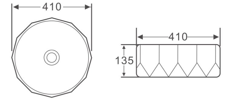 Раковина накладная 410х410х135 мм, Belbagno, BB1409