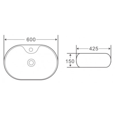 Раковина накладная 600х425х150 мм, Belbagno, BB1151