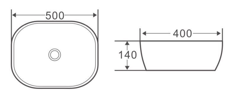 Раковина накладная 500х400х140 мм, Belbagno, BB1302