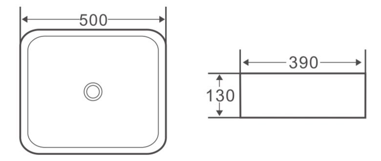 Раковина накладная 500х390х130 мм, Belbagno, BB1304