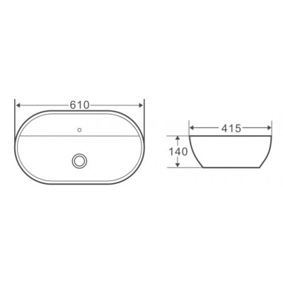 Раковина накладная 610х415х140 мм, Belbagno, BB1346