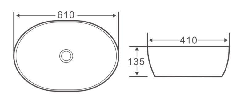 Раковина накладная 610х410х135 мм, Belbagno, BB1348