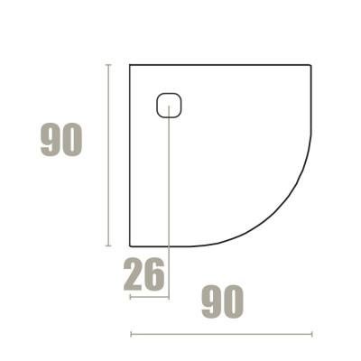 Душевой поддон из искусственного мрамора 90х90, BASE, Cezares, PLATO_BASE_NINETY_SLATE_ANG_NEGRO_90x90