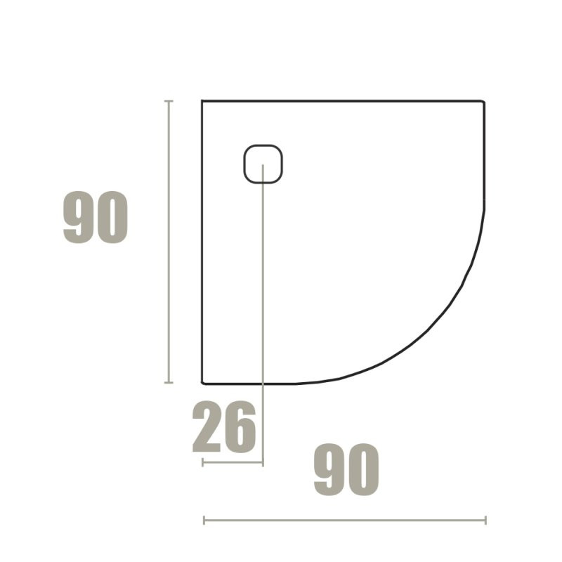 Душевой поддон из искусственного мрамора 90х90, BASE, Cezares, PLATO_BASE_NINETY_SLATE_ANG_NEGRO_90x90
