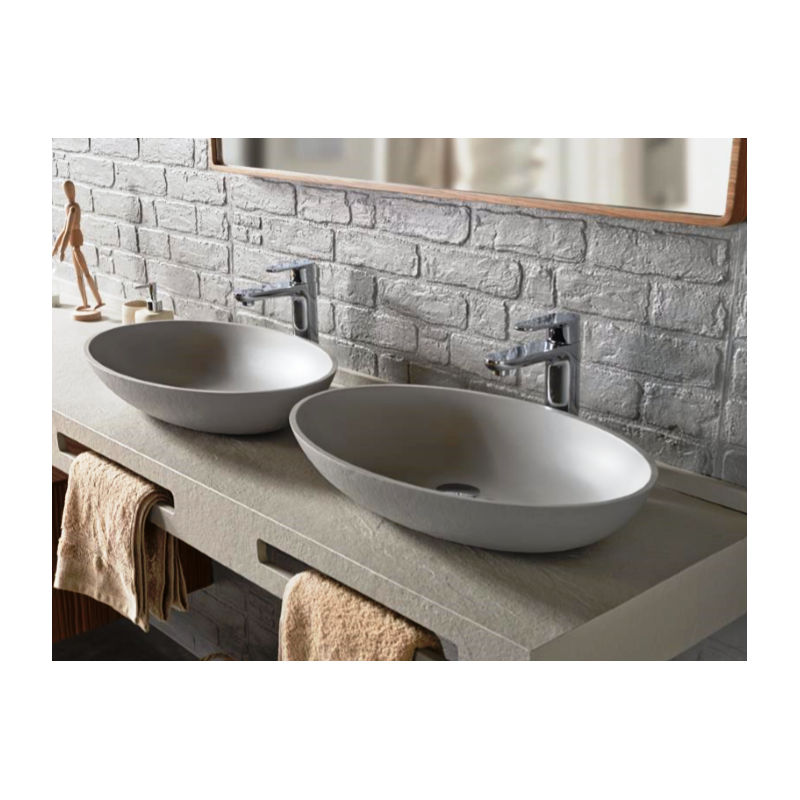 Накладная раковина из искусственного мрамора  380x580x110 мм, Cezares, LAVABO_ON-TOP_OVAL_SLATE_NEGRO
