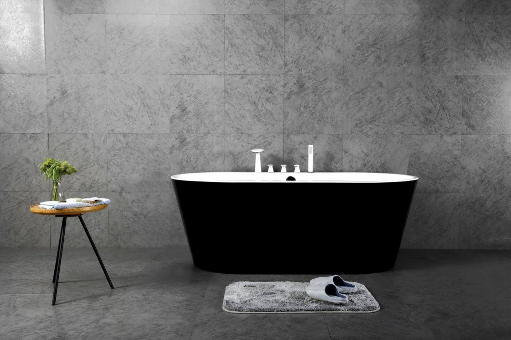Ванна 169x76х60см отдельностоящая акриловая, BB200-1700-800-NERO, Belbagno