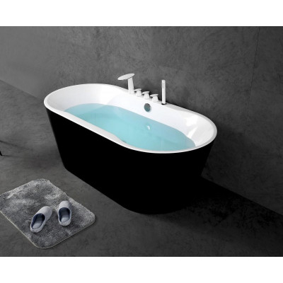 Ванна 169x76х60см отдельностоящая акриловая, BB200-1700-800-NERO, Belbagno