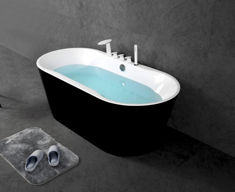 Ванна 169x76х60см отдельностоящая акриловая, BB200-1700-800-NERO, Belbagno