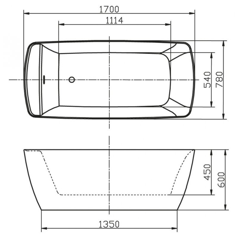 Ванна 167x75х68см отдельностоящая акриловая, BB304, Belbagno