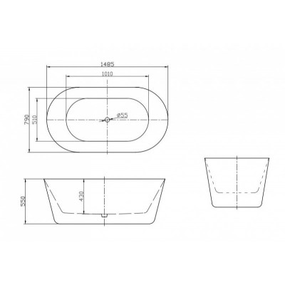 Ванна 148x79х55см отдельностоящая акриловая, BB305-1484, Belbagno
