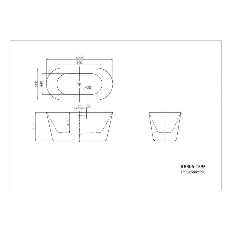 Ванна 178x84х58см отдельностоящая акриловая, BB306-1785, Belbagno