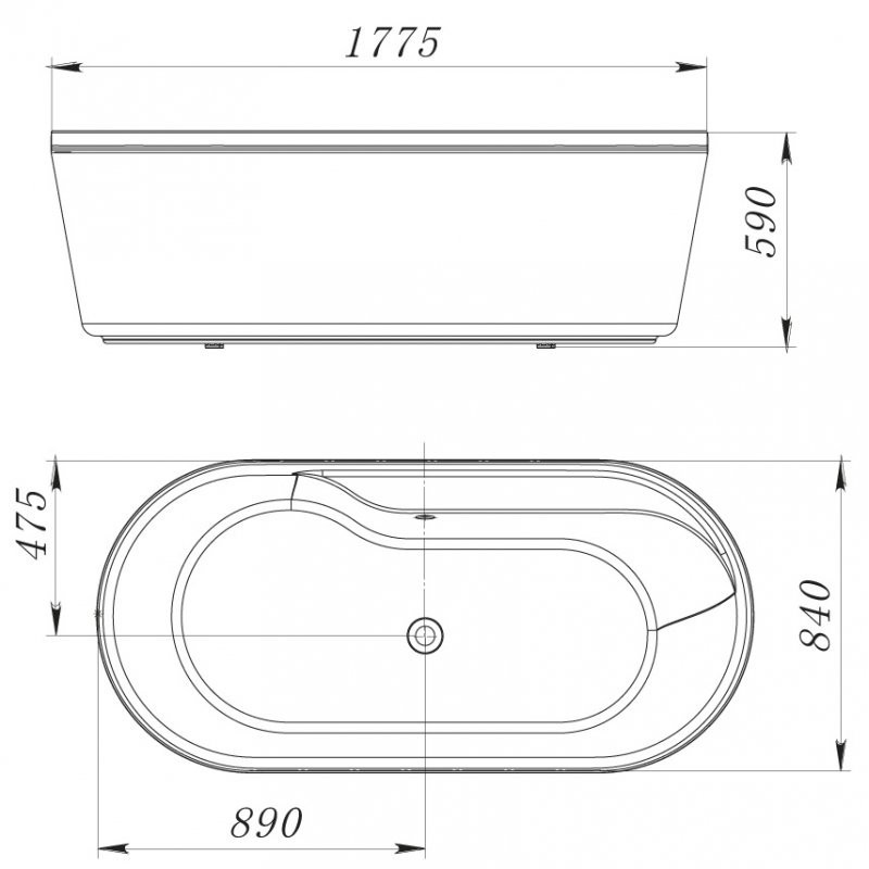 Ванна 178x84х59см отдельностоящая акриловая, BB14-K, Belbagno