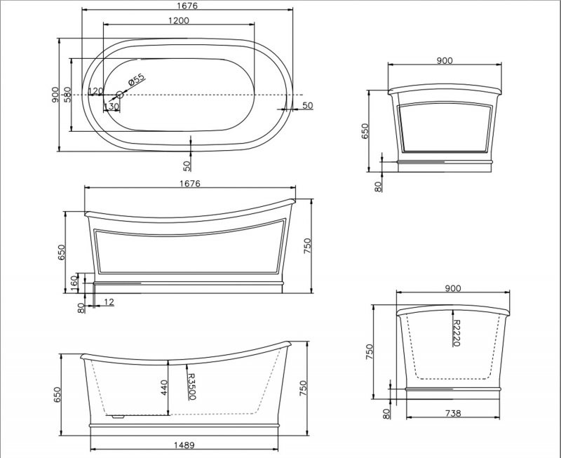 Ванна 168x90х75см отдельностоящая акриловая, BB32-CF36, Belbagno