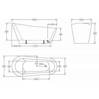 Ванна 180x82х80см отдельностоящая акриловая, BB63-1800, Belbagno