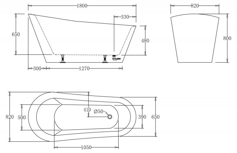 Ванна 180x82х80см отдельностоящая акриловая, BB63-1800, Belbagno