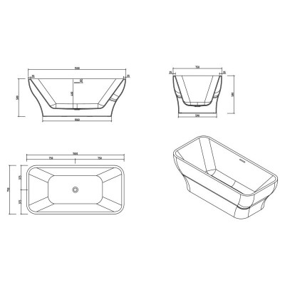 Ванна 150x75х58см отдельностоящая акриловая, BB73-1500-750, Belbagno