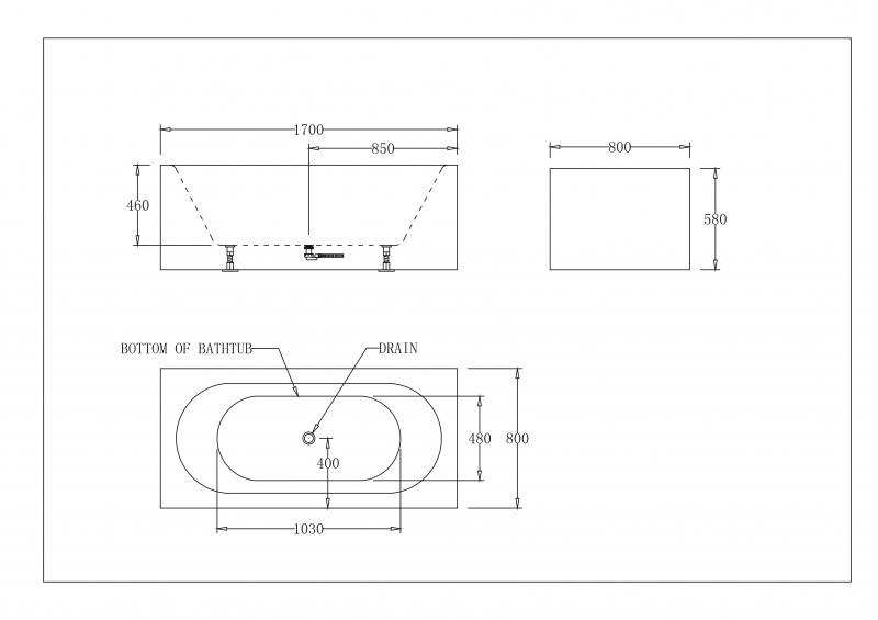 Ванна 170x80х58см отдельностоящая акриловая, BB78-1700, Belbagno