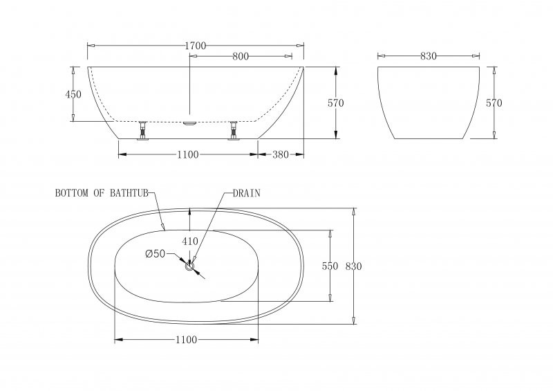 Ванна 170x82х58см отдельностоящая акриловая, BB80-1700, Belbagno