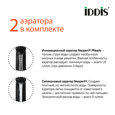 Смеситель для умывальника IDDIS Slide черный матовый SLIBLBTi01