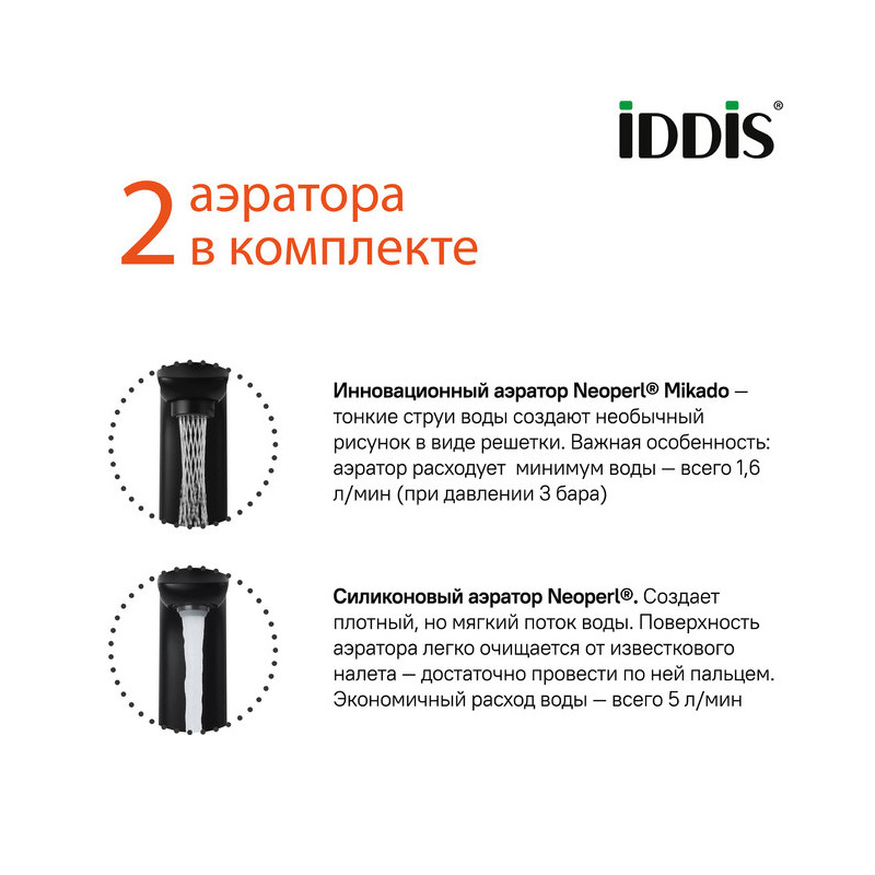 Смеситель для умывальника IDDIS Slide черный матовый SLIBLBTi01