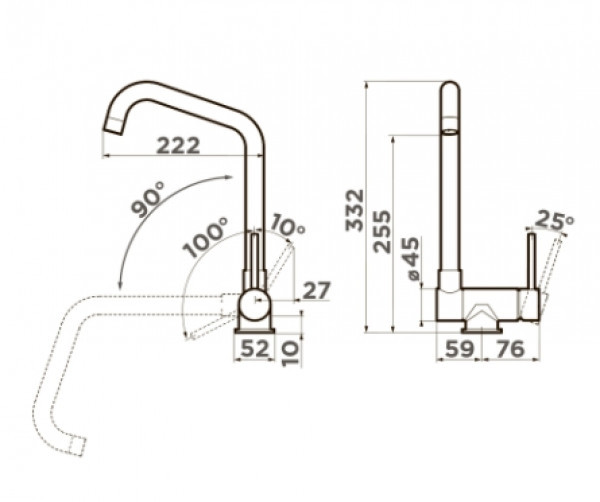 Смеситель для кухни хром, Omoikiri, Mori-C
