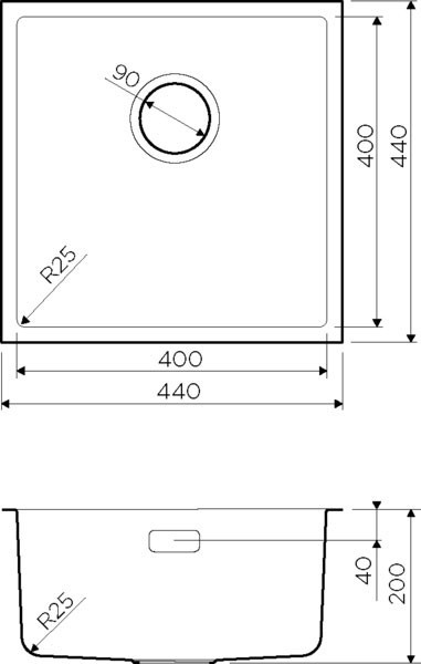 Мойка нержавеющая сталь 44 x 44 см, Omoikiri, Tadzava 44-U-IN Quadro