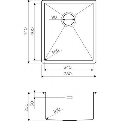 Мойка нержавеющая сталь 38 см, Omoikiri, TAKI 38-U/IF-IN