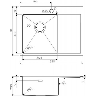 Мойка чаша слева нержавеющая сталь 65 см, Omoikiri, Akisame 65-IN-L