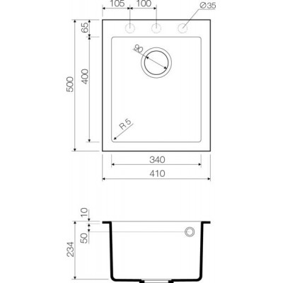 Мойка гранитная белая 41 см, Omoikiri, Bosen 41-WH