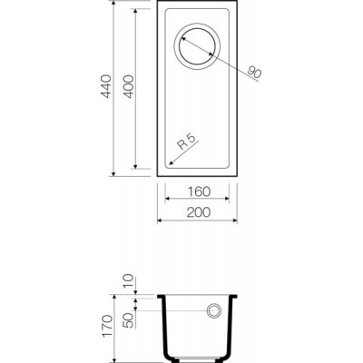 Мойка гранитная черная 20 см, Omoikiri, Bosen 20-U-BL
