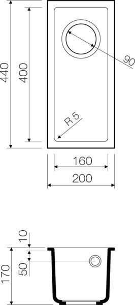 Мойка гранитная черная 20 см, Omoikiri, Bosen 20-U-BL