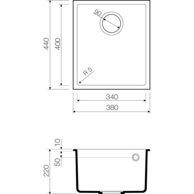 Мойка гранитная белая 38 см, Omoikiri, Bosen 38-U-WH